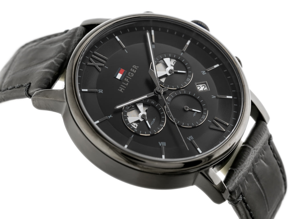 Buy Tommy Hilfiger Mens Quartz Leather Strap Black Dial 44mm Watch - 1710395 in Pakistan