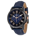 Buy Men's Chronograph Quartz Leather Strap Black And Blue Dial 43Mm Watch in Pakistan