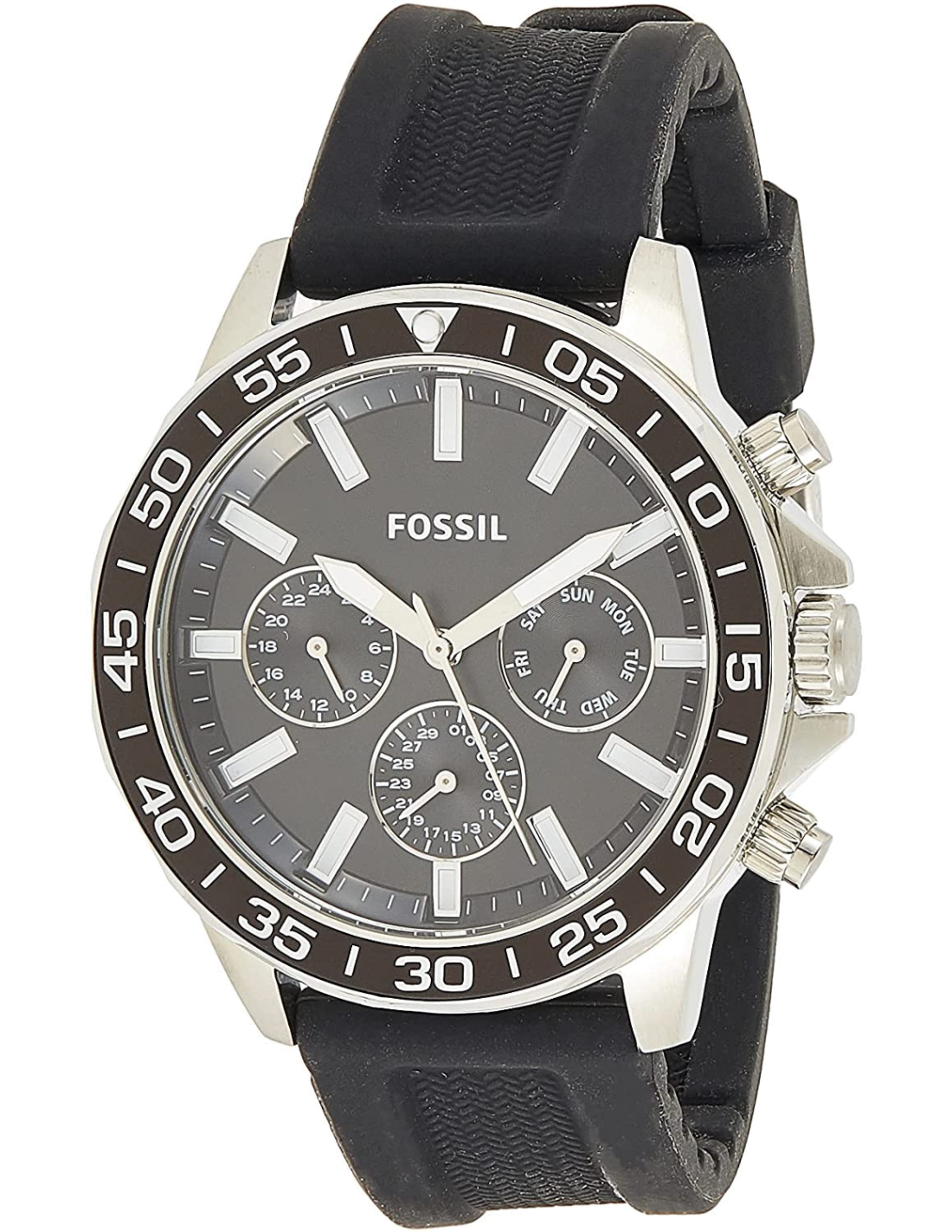 Buy Men's Chronograph Quartz Bannon Black Silicone Strap Black Dial 45Mm Watch in Pakistan