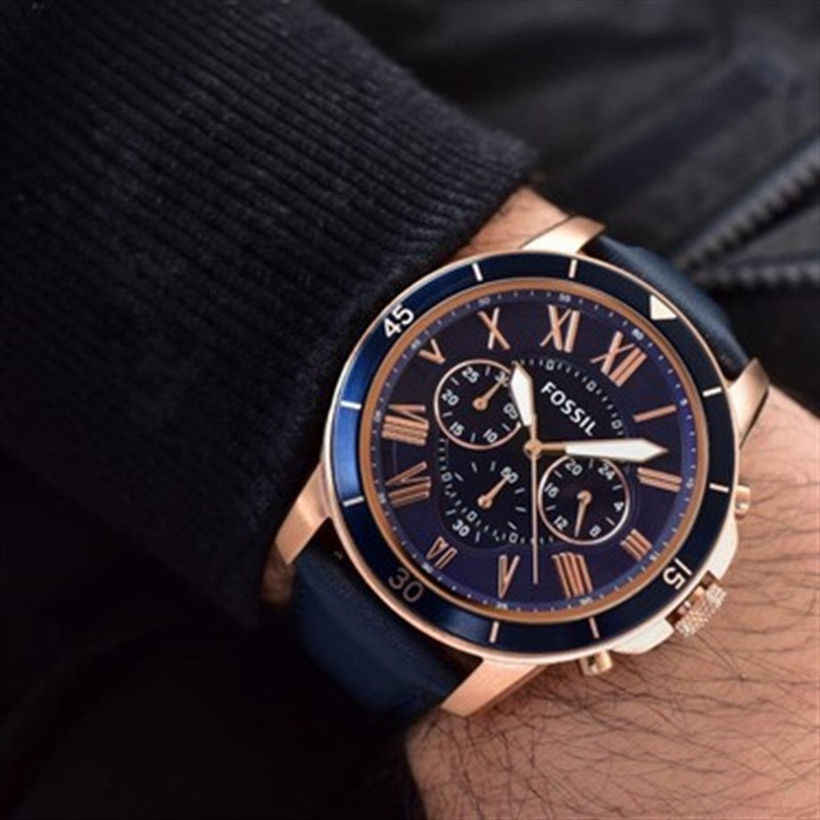 Buy Fossil Men's Chronograph Quartz Blue Leather Strap Blue Dial 43mm Watch FS5237 in Pakistan