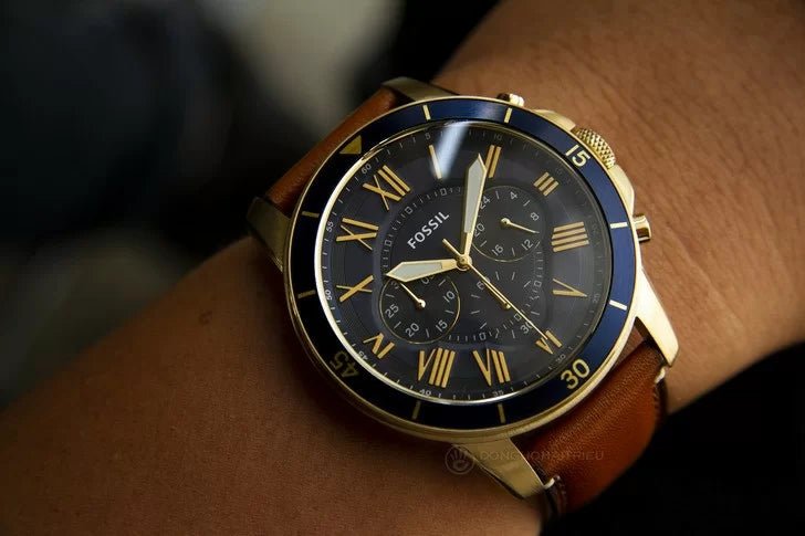 Buy Fossil Men's Quartz Brown Leather Strap Blue Dial 44mm Watch FS5268 in Pakistan