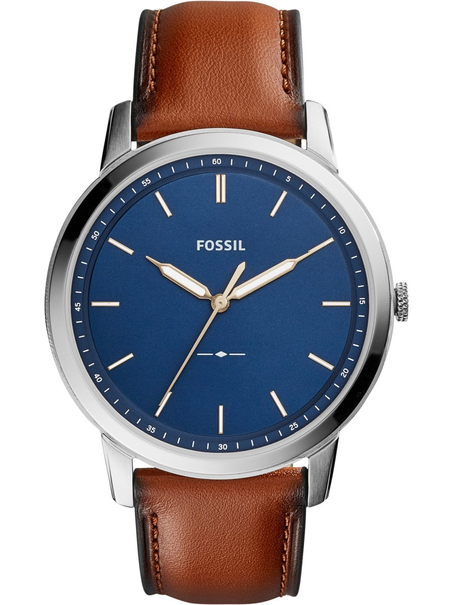 Buy Men's Quartz The Minimalist Brown Leather Strap Blue Dial 44Mm Watch in Pakistan