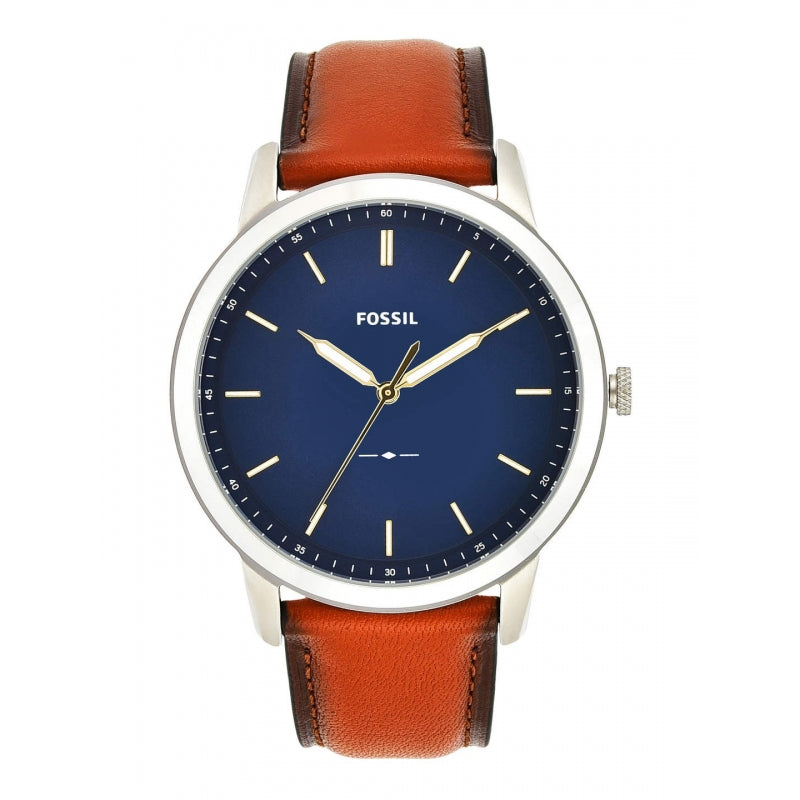 Buy Men's Quartz The Minimalist Brown Leather Strap Blue Dial 44Mm Watch in Pakistan