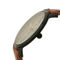 Buy Men's Quartz Brown Leather Strap Black Dial 44Mm Watch in Pakistan