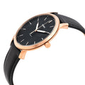 Buy Men's Quartz Minimalist Black Leather Strap Black Dial 44Mm Watch in Pakistan