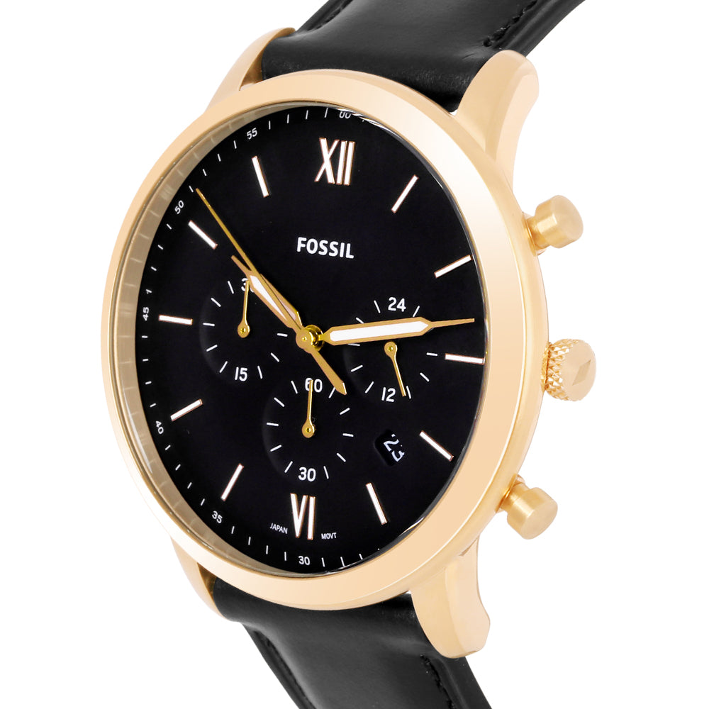 Buy Fossil Men's Chronograph Quartz Black Leather Strap Black Dial 44mm Watch FS5381 in Pakistan