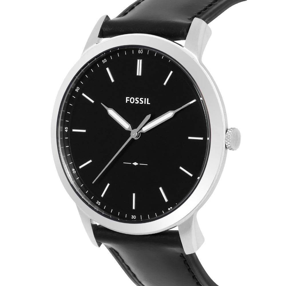 Buy Men's Quartz Minimalist Black Leather Strap Black Dial 44Mm Watch in Pakistan