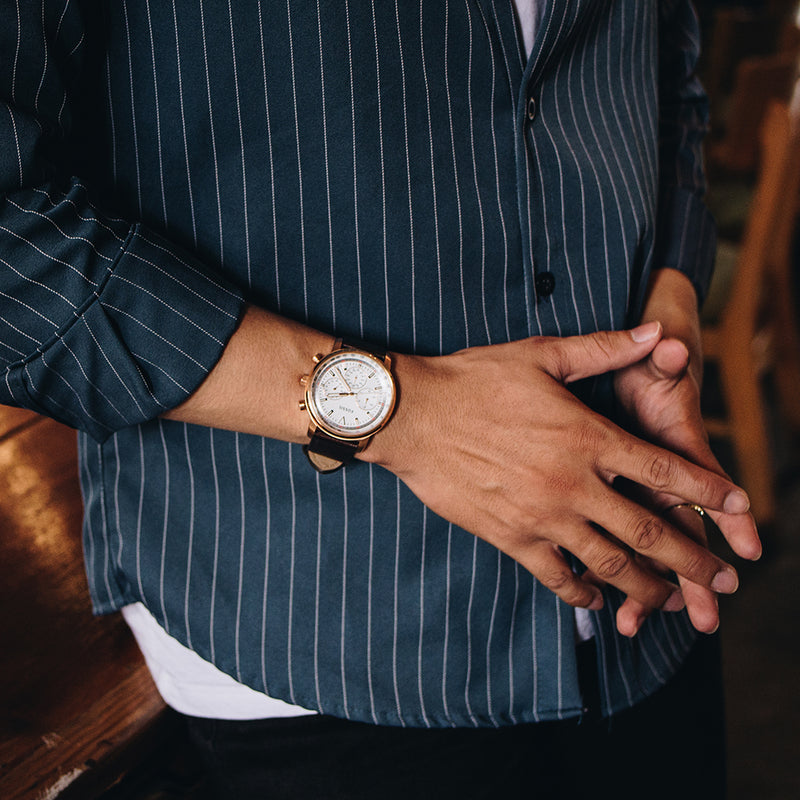 Buy Goodwin Chronograph White Dial Brown Leather Watch For Men in Pakistan