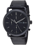 Buy Men's Quartz Commuter Black Leather Strap Black Dial 43Mm Watch in Pakistan