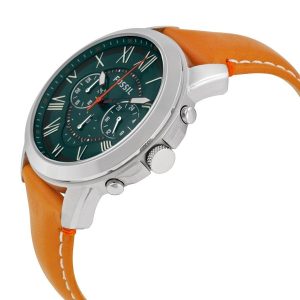 Buy Men's Chronograph Quartz Grant Brown Leather Strap Green Dial 44Mm Watch in Pakistan