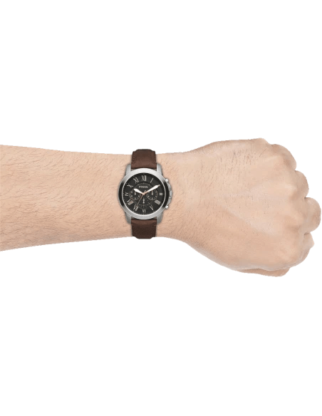Buy Men's Quartz Chronograph Grant Black Dial Brown Leather Strap Watch in Pakistan