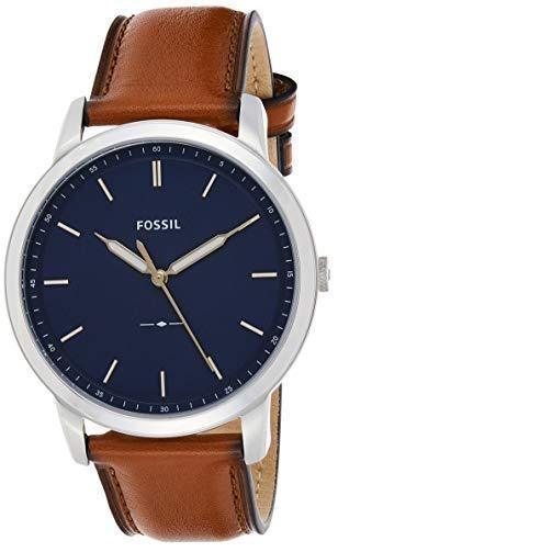 Buy Men's Quartz The Minimalist Brown Leather Strap Blue Dial 44Mm Watch in Pakistan