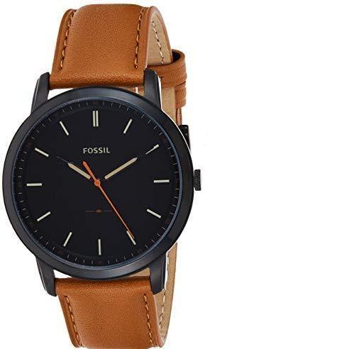 Buy Men's Quartz Brown Leather Strap Black Dial 44Mm Watch in Pakistan