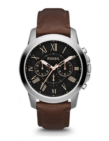 Buy Men's Quartz Chronograph Grant Black Dial Brown Leather Strap Watch in Pakistan