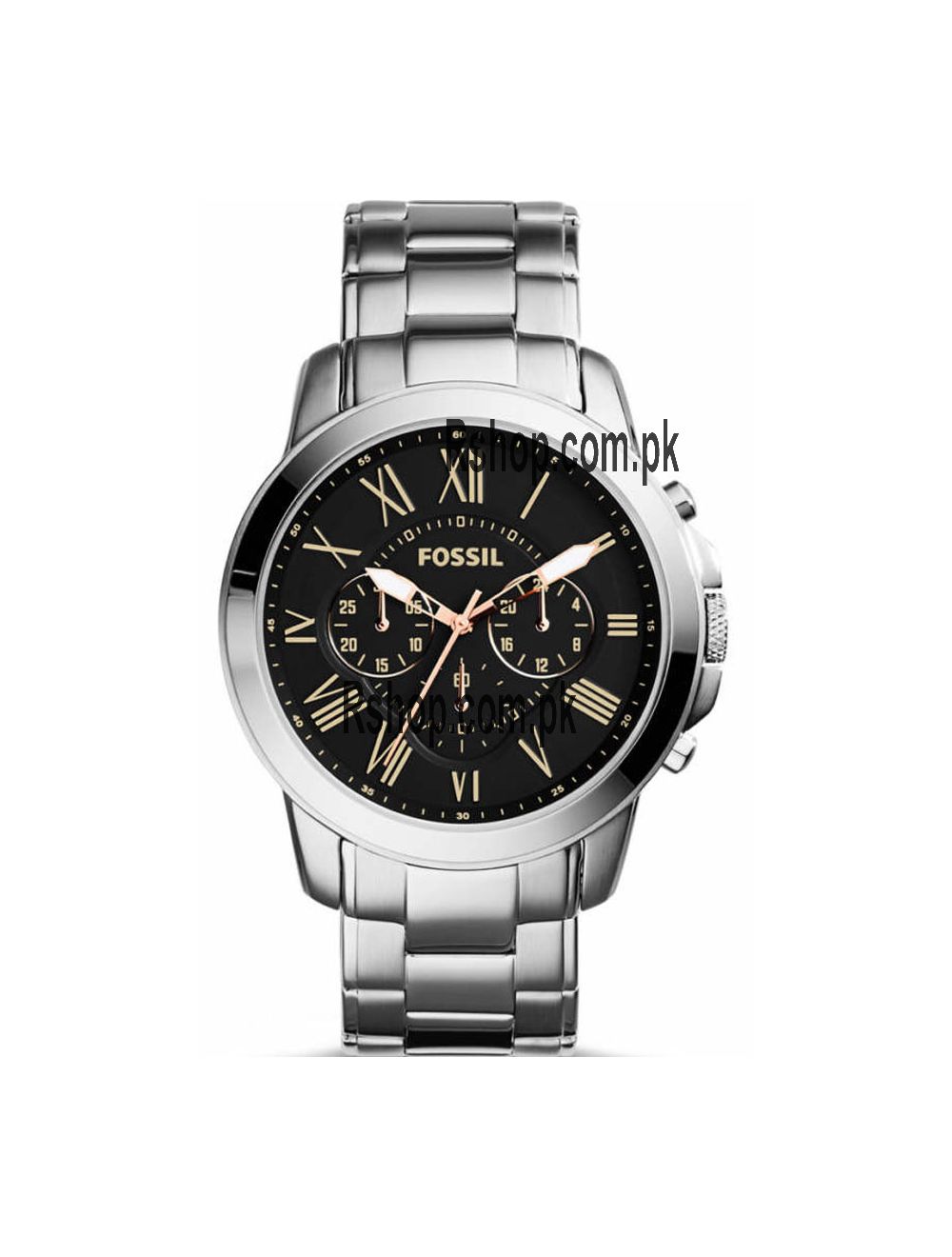 Buy Fossil Men's Chronograph Silver Stainless Steel Black Dial 44mm Watch FS4994 in Pakistan