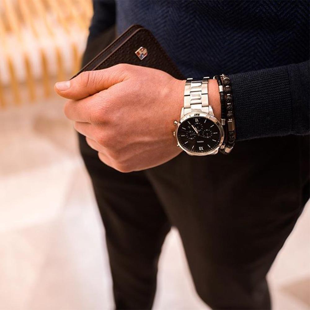 Buy Men's Chronograph Quartz Neutra Silver Stainless Steel Black Dial 44Mm Watch in Pakistan