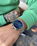 Buy Hugo Boss Mens Chronograph Champion Silver Stainless Steel Blue Dial 44mm Watch - 1513818 in Pakistan