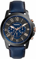 Buy Men's Chronograph Quartz Leather Strap Black And Blue Dial 43Mm Watch in Pakistan