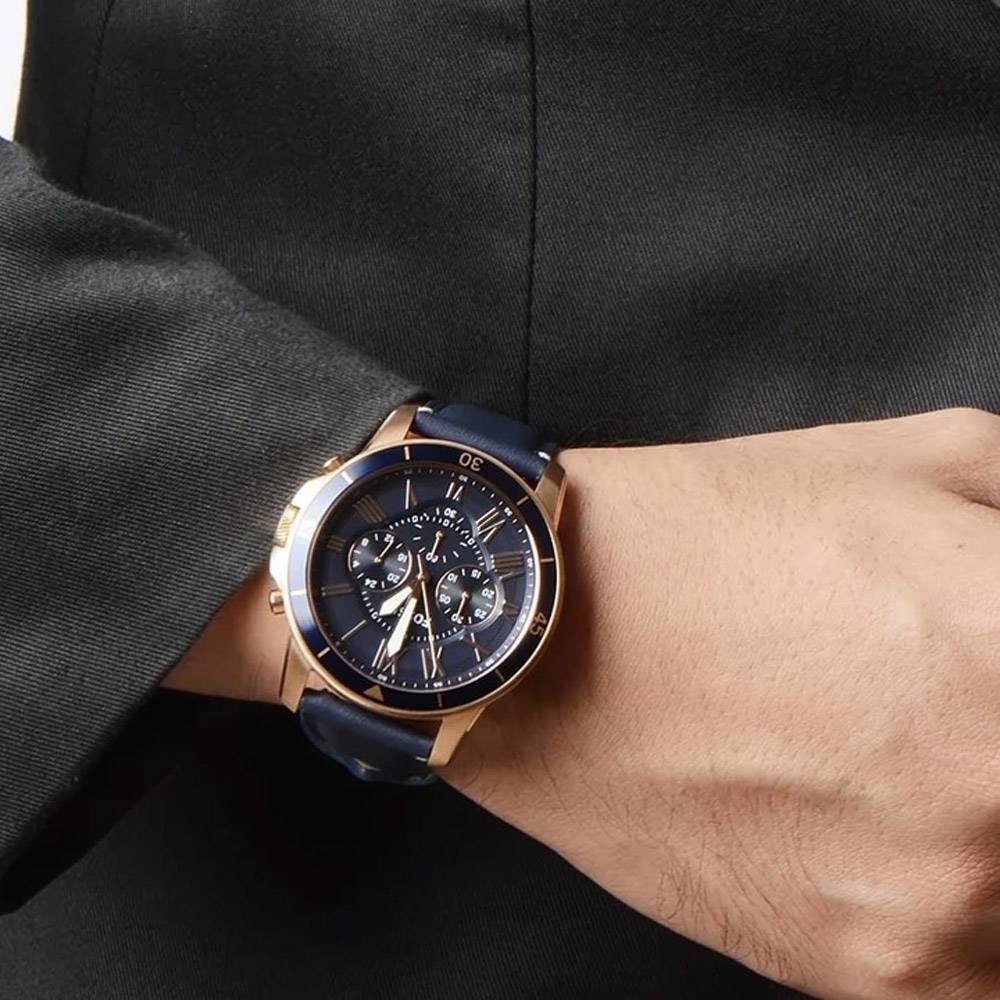 Buy Fossil Men's Chronograph Quartz Blue Leather Strap Blue Dial 43mm Watch FS5237 in Pakistan