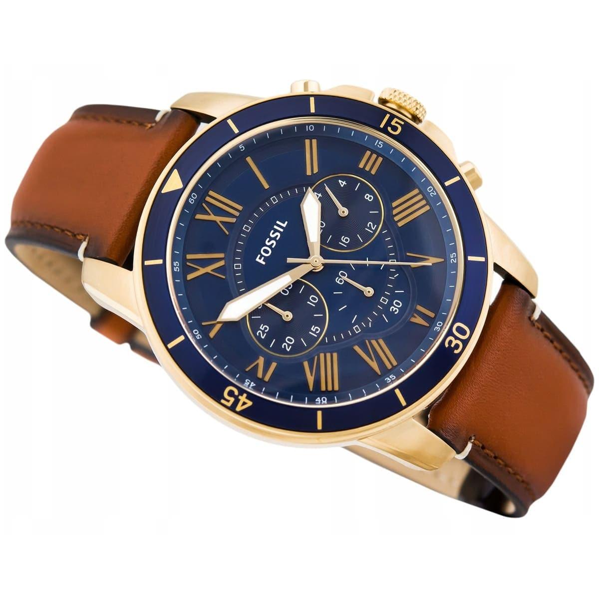 Buy Fossil Men's Quartz Brown Leather Strap Blue Dial 44mm Watch FS5268 in Pakistan