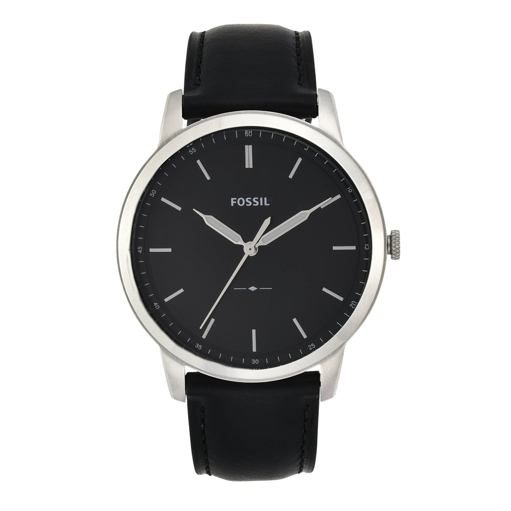 Buy Men's Quartz Minimalist Black Leather Strap Black Dial 44Mm Watch in Pakistan