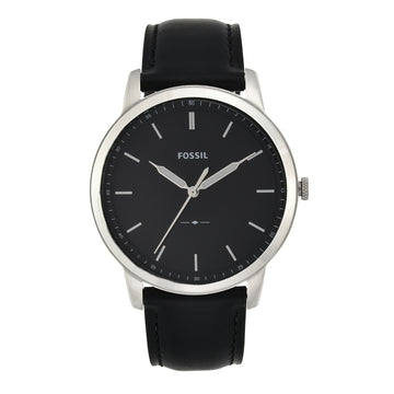 Buy Men's Quartz Minimalist Black Leather Strap Black Dial 44Mm Watch in Pakistan