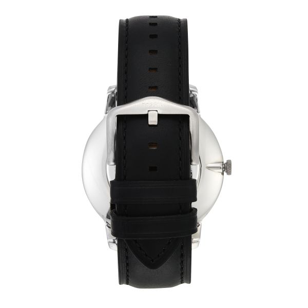 Buy Men's Quartz Minimalist Black Leather Strap Black Dial 44Mm Watch in Pakistan