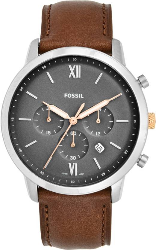 Buy Fossil Men's Chronograph Quartz Brown Leather Strap Grey Dial 44mm Watch FS5408 in Pakistan