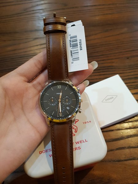 Buy Fossil Men's Chronograph Quartz Brown Leather Strap Grey Dial 44mm Watch FS5408 in Pakistan