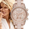 Buy Michael Kors Womens Quartz Ritz Stainless Steel Rose Gold Dial 37mm Watch - Mk6307 in Pakistan