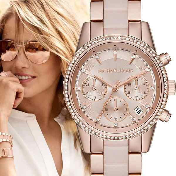 Buy Michael Kors Womens Quartz Ritz Stainless Steel Rose Gold Dial 37mm Watch - Mk6307 in Pakistan