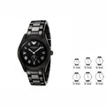 Buy Emporio Armani Women's Black Ceramic Dial Stainless Steel Strap Watch - AR1402 in Pakistan