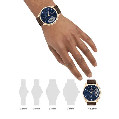 Buy Tommy Hilfiger Mens Quartz Brown Leather Strap Blue Dial 44mm Watch - 1710453 in Pakistan