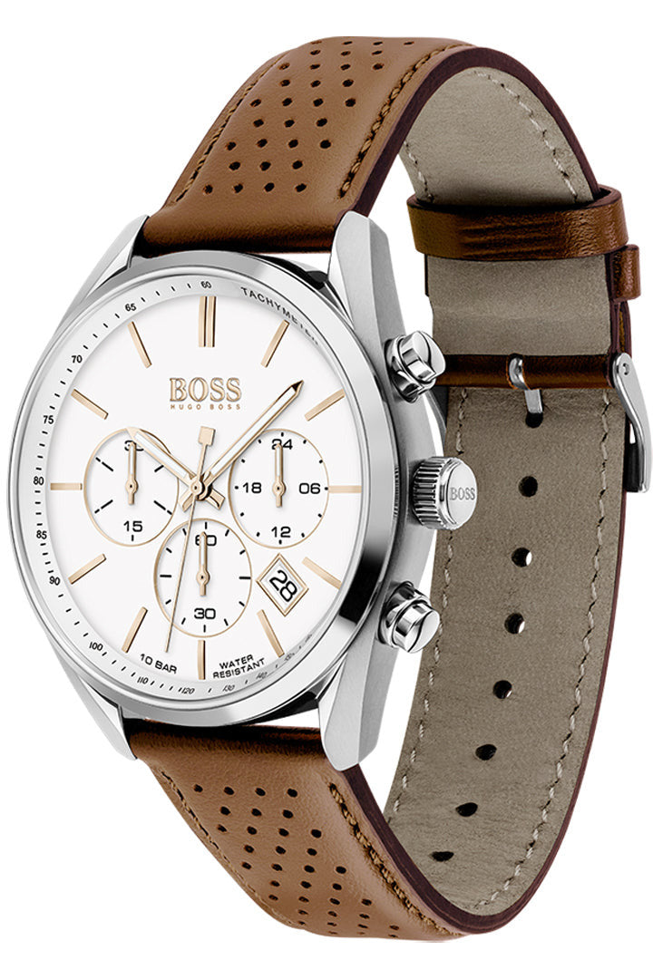 Buy Hugo Boss Men’s Quartz Leather Strap White Dial 44mm Watch 1513879 in Pakistan