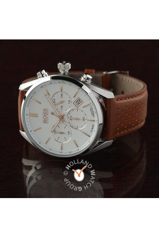 Buy Hugo Boss Men’s Quartz Leather Strap White Dial 44mm Watch 1513879 in Pakistan