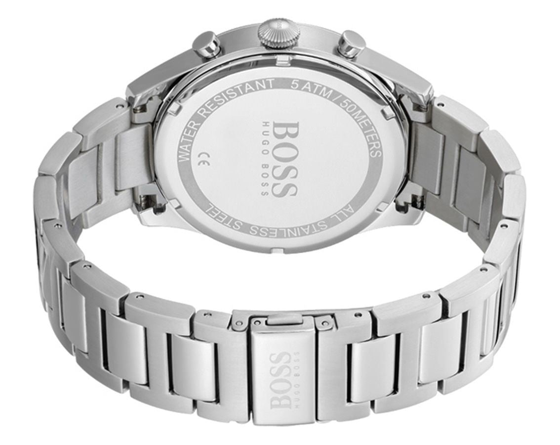 Buy Hugo Boss Mens Chronograph Silver Stainless Steel Black Dial 44mm Watch - 1513712 in Pakistan