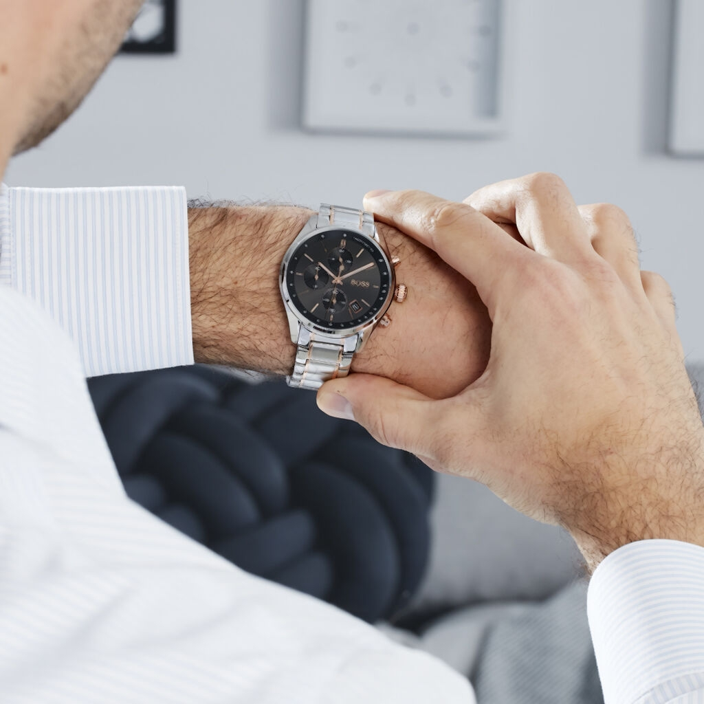 Buy Hugo Boss Mens Chronograph Quartz Grand Prix Stainless Steel Black Dial 44mm Watch - 1513473 in Pakistan