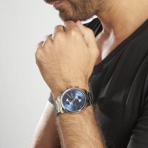 Buy Hugo Boss Mens Quartz Skymaster Chrono Stainless Steel Blue Dial 44mm Watch - 1513784 in Pakistan