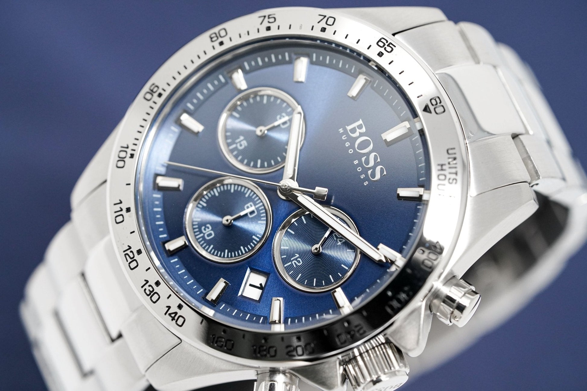 Buy Hugo Boss Mens Chronograph Hero Sport Stainless Steel Blue Dial 45mm Watch - 1513755 in Pakistan