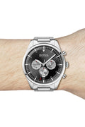 Buy Hugo Boss Mens Chronograph Silver Stainless Steel Black Dial 44mm Watch - 1513712 in Pakistan