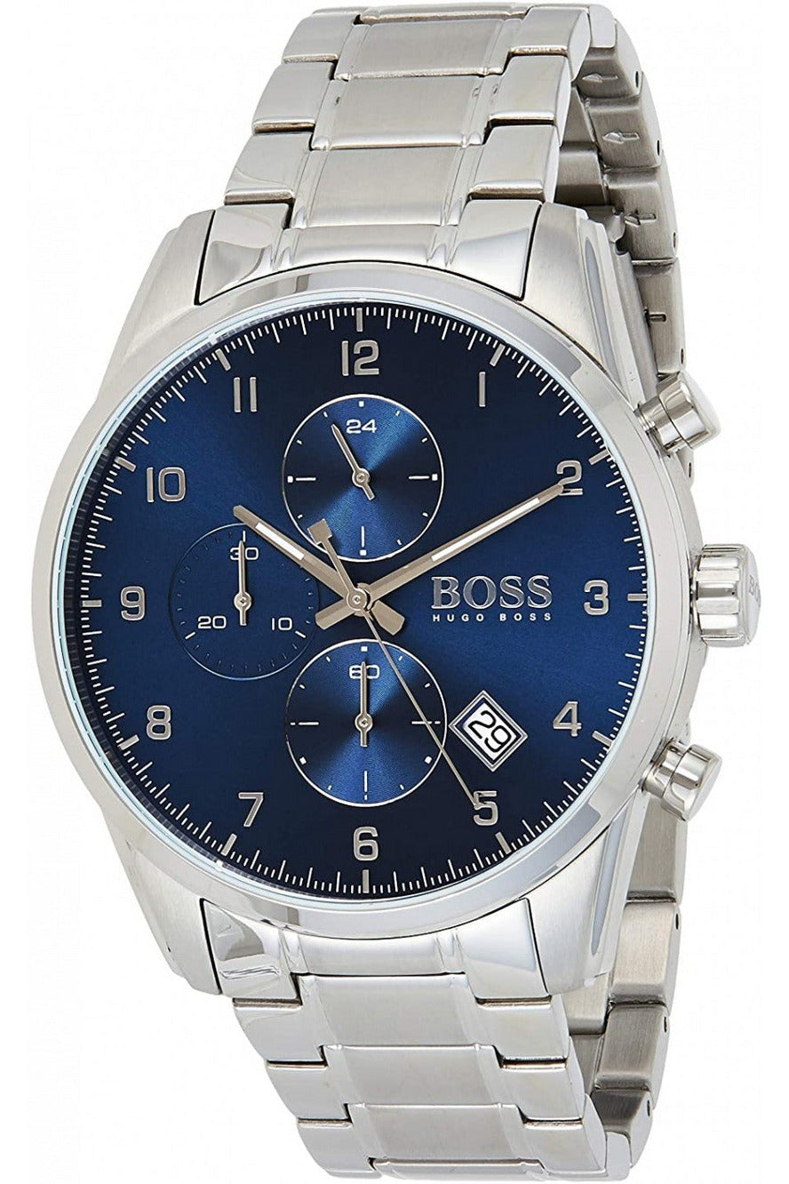 Buy Hugo Boss Mens Quartz Skymaster Chrono Stainless Steel Blue Dial 44mm Watch - 1513784 in Pakistan