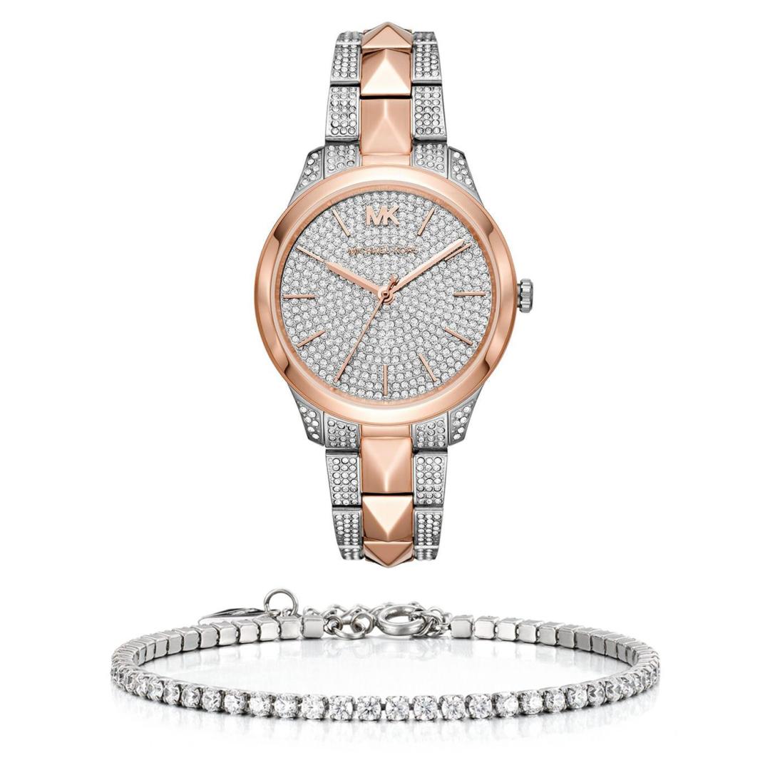 Buy Michael Kors Womens Quartz Runway Mercer Stainless Steel Silver Crystal Dial 38mm Watch - Mk6716 in Pakistan