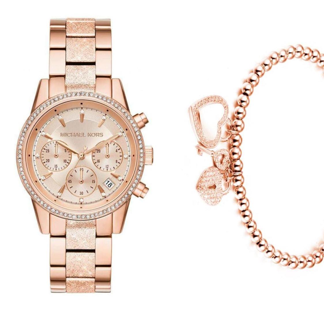 Buy Michael Kors Womens Quartz Ritz Stainless Steel Rose Gold Dial 37mm Watch - Mk6598 in Pakistan