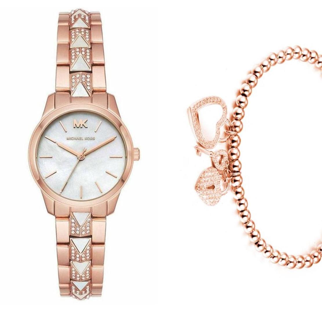 Buy Michael Kors Womens Quartz Runway Mercer Stainless Steel Mother Of Pearl Dial 38mm Watch - Mk6674 in Pakistan