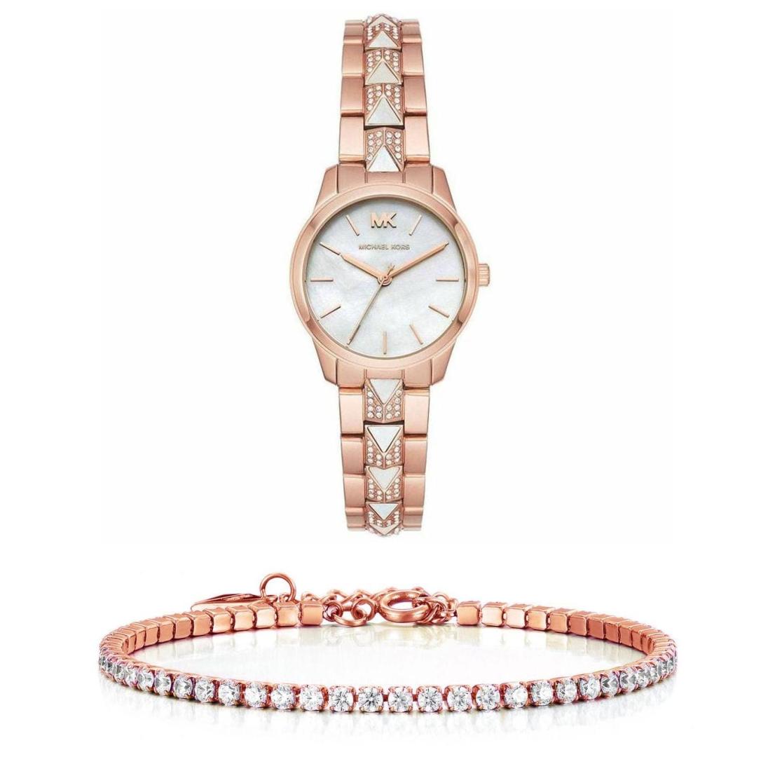 Buy Michael Kors Womens Quartz Runway Mercer Stainless Steel Mother Of Pearl Dial 38mm Watch - Mk6674 in Pakistan