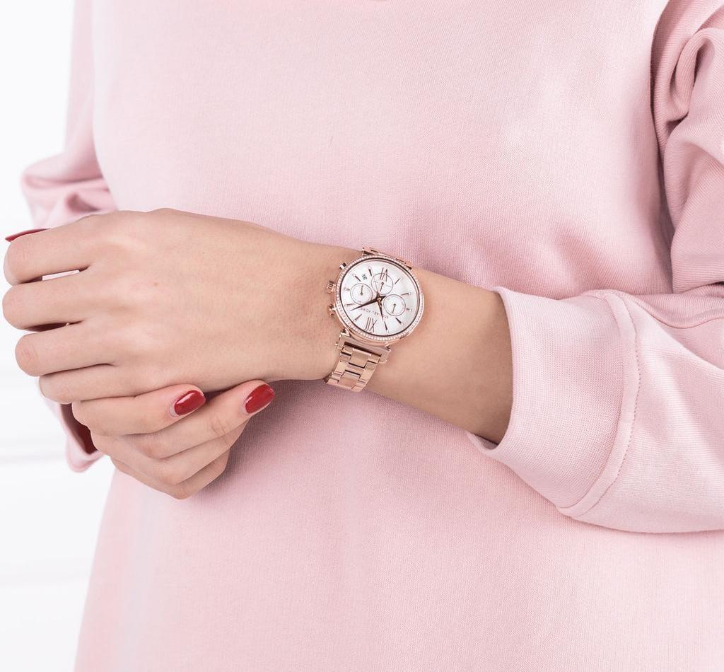 Buy Michael Kors Womens Quartz Sofie Rose Gold Stainless Steel Mother Of Pearl Dial 39mm Watch - Mk6576 in Pakistan