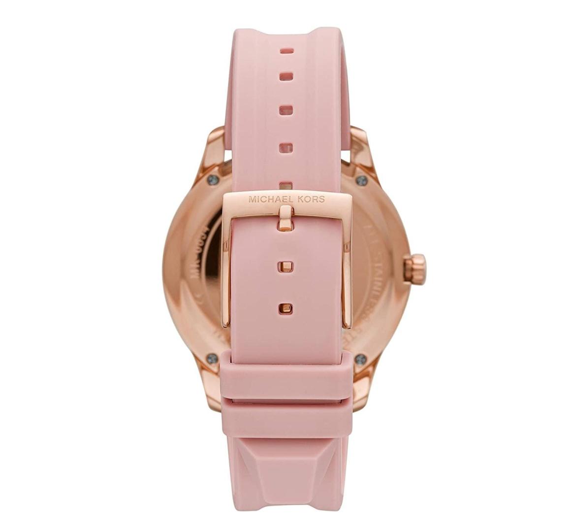 Buy Michael Kors Womens Quartz Runway Pink Silicone Strap Rose Crystal Pave Dial 40mm Watch - Mk6854 in Pakistan