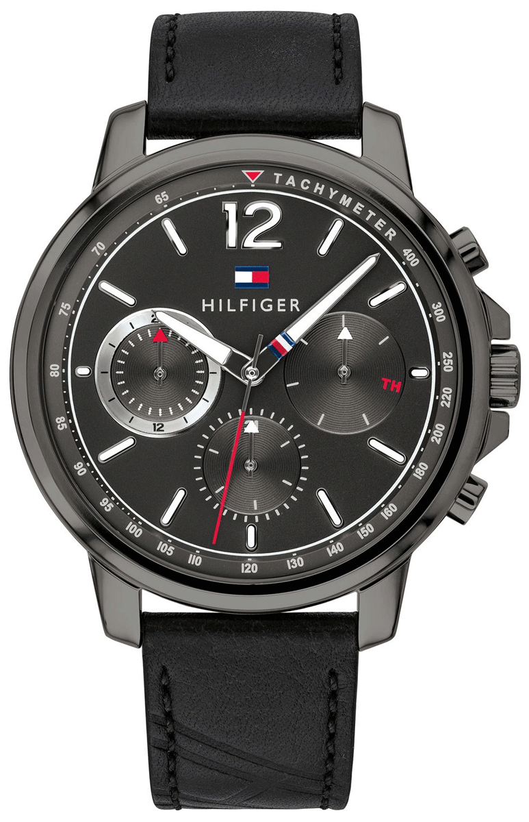 Buy Tommy Hilfiger Quartz Black Leather Strap Grey Dial 46mm Watch for Men - 1791533 in Pakistan