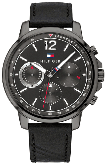 Buy Tommy Hilfiger Quartz Black Leather Strap Grey Dial 46mm Watch for Men - 1791533 in Pakistan