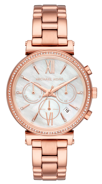 Buy Michael Kors Womens Quartz Sofie Rose Gold Stainless Steel Mother Of Pearl Dial 39mm Watch - Mk6576 in Pakistan